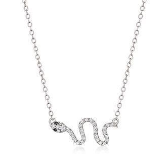 Ross-Simons Black and White Diamond Snake Necklace in Sterling Silver
