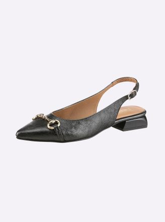 Heine Ballerina HEINE, Damen, Gr. 35, schwarz, metallic, Synthetik, Schuhe Ballerina
