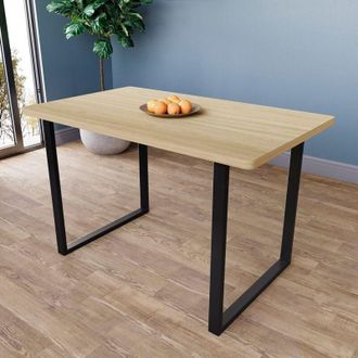 Home Discount Home Discount - 4 Seater Dining Table With u Shape Legs mdf Dining Area Kitchen Furniture, Oak