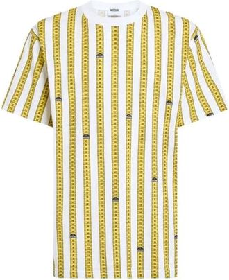 Moschino Printed cotton jersey T-shirt - male - Moschino - T-Shirts - Yellow - 2XL - Tops