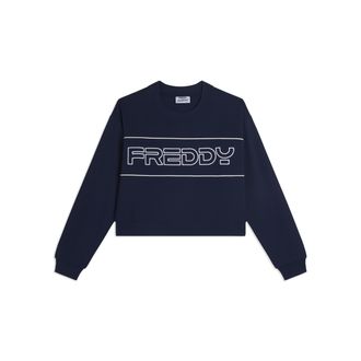 Freddy Felpa Comfort fit Cropped con Maxi Logo Ricamato