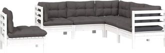 vidaXL Vidaxl - Muebles De Jard&iacute;n 5 Pzas Con Cojines Blanco Madera De Pino