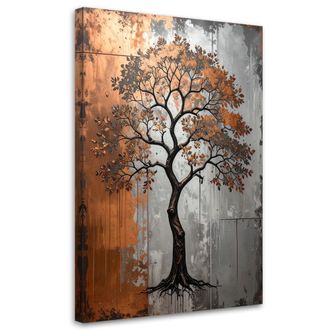 Feeby Cuadro Sobre Lienzo, &Aacute;rbol Grunge Gris Cobrizo, 80x120
