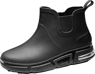 Generic Slip On Rain Boots Men Wide, Ankle Boot Waterproof Work Boots Non-Slip Outdoor Boot Comfortable Casual Shoes Hard Wearing Walking Shoe Classical Hikin