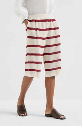 Brunello Cucinelli Cotton net knit Bermuda shorts in Bordeaux at Nordstrom, Size Xx-Small Eu