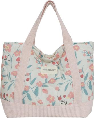 Generic Fiorky Quilted Shoulder Tote Bag Handbag Women Quilted Floral Tote Bag Fashion Shoulder Bag Patchwork Simple Shopping Bag Soft Large Capacity Floral P