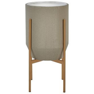 Beliani Macetero Glamuroso Para Interior Y Exterior 33 X 33 X 62 Cm Metal Gris Hybridum