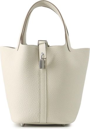 Herm&egrave;s Ivory Taurillon Clemence Leather Handbag Tote Bag