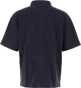 Carhartt Work in Progress Mens Garment-Washed Piqu&eacute; Polo Navy Cotton