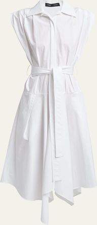 Proenza Schouler Adinna Sleeveless Belted Handkerchief Midi Shirtdress