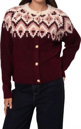 RD Style Fair Isle Cardigan In Burgandy Multi
