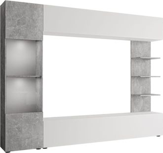 Mirjan24 Mobilier1 - Conjunto De Sal&oacute;n Comfivo 210, Blanco + Hormig&oacute;n