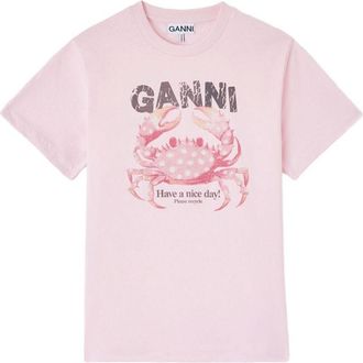 Ganni Camiseta De Algod&oacute;n Estampada Ganni