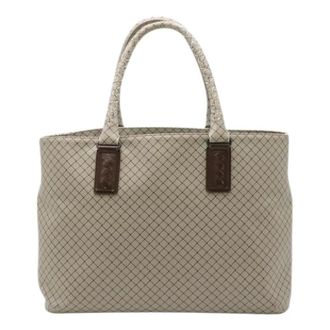 Bottega Veneta Pre-owned Tote Bags, female, Gray, Size: ONE SIZE Pre-owned Marcopolo Coated Canvas Tote Bag