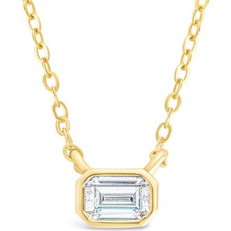 Sterling Forever Emerald Cut Cubic Zirconia Pendant Necklace in Gold at Nordstrom