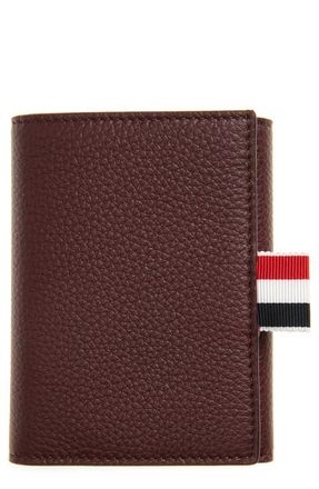 Thom Browne Snap Soft Pebble Leather Trifold Wallet in Dark Burgundy at Nordstrom