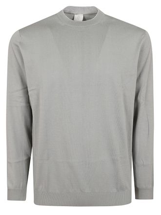 Eleventy Crew Neck Sweater in Lightweight Cotton with Ribbed Accents