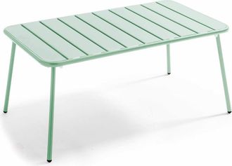 Oviala Mesa de jard&iacute;n de acero verde salvia 90 x 50 cm