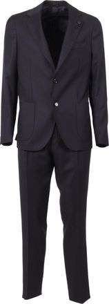 Lardini Tailored Black Suit with Notch Lapels and Tapered Fit