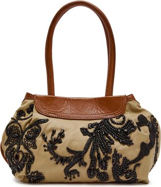 Dries Van Noten Blossom Embellished Twill Shoulder bag - Camel - One Size