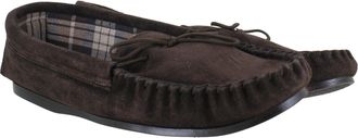 Generic Northamptonshire Slipper Co. Mens British Handmade Hard Sole Moccasins Real Suede Slippers UK 8 Plaid-Brown
