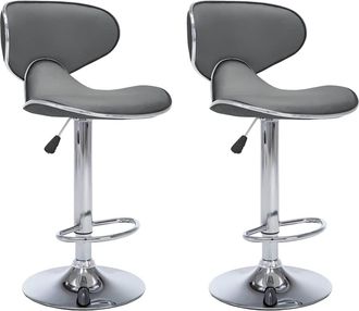 vidaXL 323648 Bar Stools 2 Pcs Grey Faux Leather Vidaxl