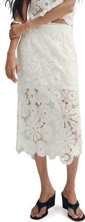 Mango Lace Midi Skirt in Off White at Nordstrom, Size Medium