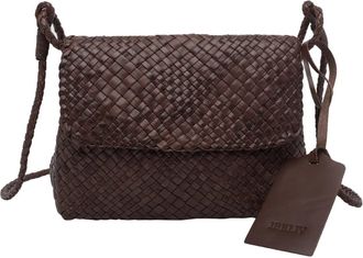 Ibeliv Chocolate Paris Woven Leather Shoulder Bag