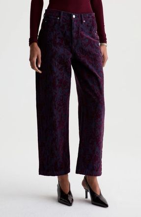 AG - Adriano Goldschmied Hattie Jacquard High Waist Crop Barrel Jeans in Jazz Berry at Nordstrom, Size 29