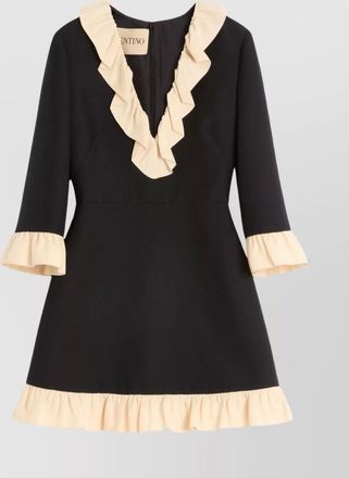 Valentino short dress with ruffle trim and cuffs