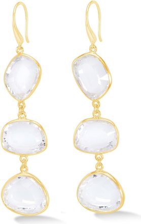 Dower & Hall Long Rock Crystal Pebble Drop Earrings