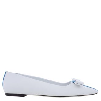 Ferragamo Vara Bow Leather Ballet Flats, Size 7 C