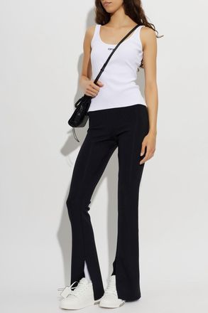 Off-white Ribbed Top With Embroidered Logo, Womens, White