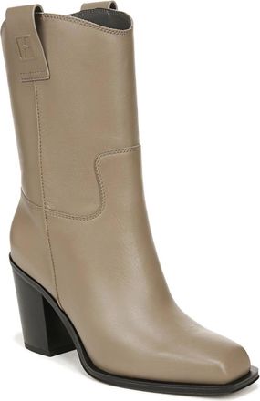 Franco Sarto Valor Boot Womens Gray Leather Block Heel Mid-Calf Bootie LION56