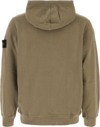 Stone Island Mens Army Green Cotton Sweatshirt Exterior: Felpe Sweater