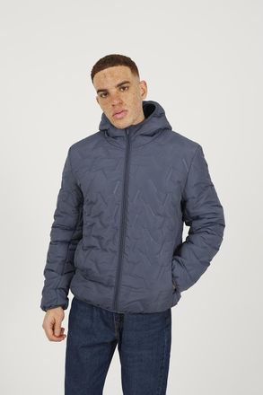 Brave Soul Mens Blue Short Length Hooded Padded Jacket - Size X-Large