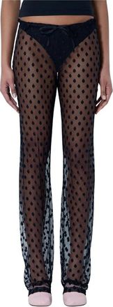 Dries Van Noten Sheer Lace Broeken - Dames - Wijde Broeken - Zwart - 2XS - Katoen - Broeken