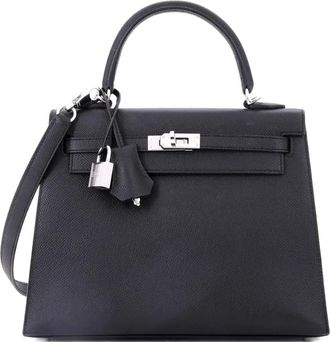 Herm&egrave;s Borsa a mano Kelly 25 in pelle Epsom con dettagli in palladio - Nero