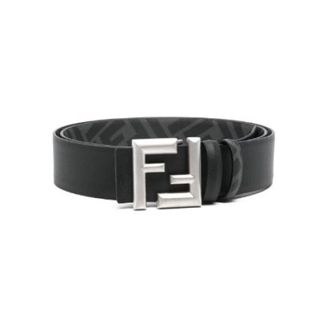 Fendi Omkeerbare riem met FF-motief - Heren - Riemen - Zwart - 90 CM - Leer - Accessoires