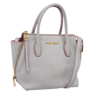 Miu Miu Pre-owned Handtas - Dames - Pre-owned - Grijs - Maat: ONE Size Leer