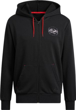 adidas Sleeve Side Alphabet Basketball Sports Hooded Jacket Mens Black HH8945
