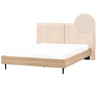 Beliani Cama Con Somier Moderna Con Cabecero Tapizado Beige 180 X 200 Cm Izernore