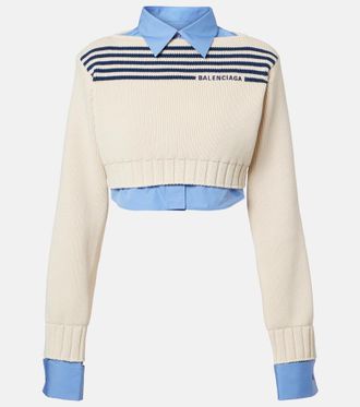 Balenciaga Striped cropped cotton sweater