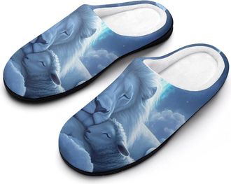 Generic Lion Goat Cotton Slippers for Women Indoor Outdoor Slipper Slip-On Memory Foam Home Shoes