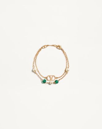 Valentino Garavani VLogo Signature Metal, Pearl And Knurled Glass Bracelet Wo