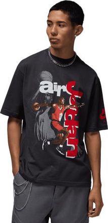 Nike Jordan Mens Statement 1985 Short Sleeve Crew T-Shirt - - Off Noir / Red Size XXL