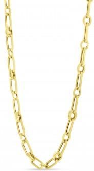 Allurez Paperclip Rondel Link Chain Necklace 14k Yellow Gold