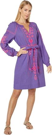 Lilly Pulitzer Cammie Dress Womens Mystical Purple Embroidery Tie Waist GBO910