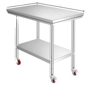 OEM Tavolo Da Preparazione In Acciaio Inox Con Ripiani Regolabili, 36 X 24 Pollici