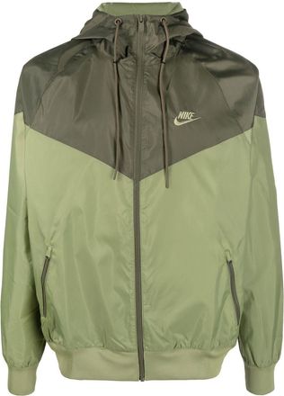 Nike embroidered-logo zip-up hooded jacket - men - Polyester/Polyester - S - Green